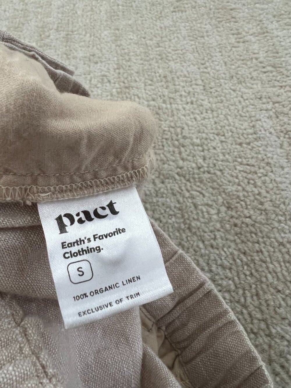 PACT 100% Organic Linen Wide Leg Pants Beige Tan High Rise Casual Trouser S - Picture 11 of 12